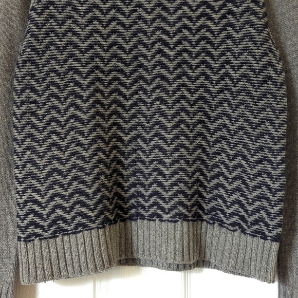 Madewell Merino Wool Reverse Herringbone Knit Crewneck Sweater Gray Navy XS - Picture 7 of 12